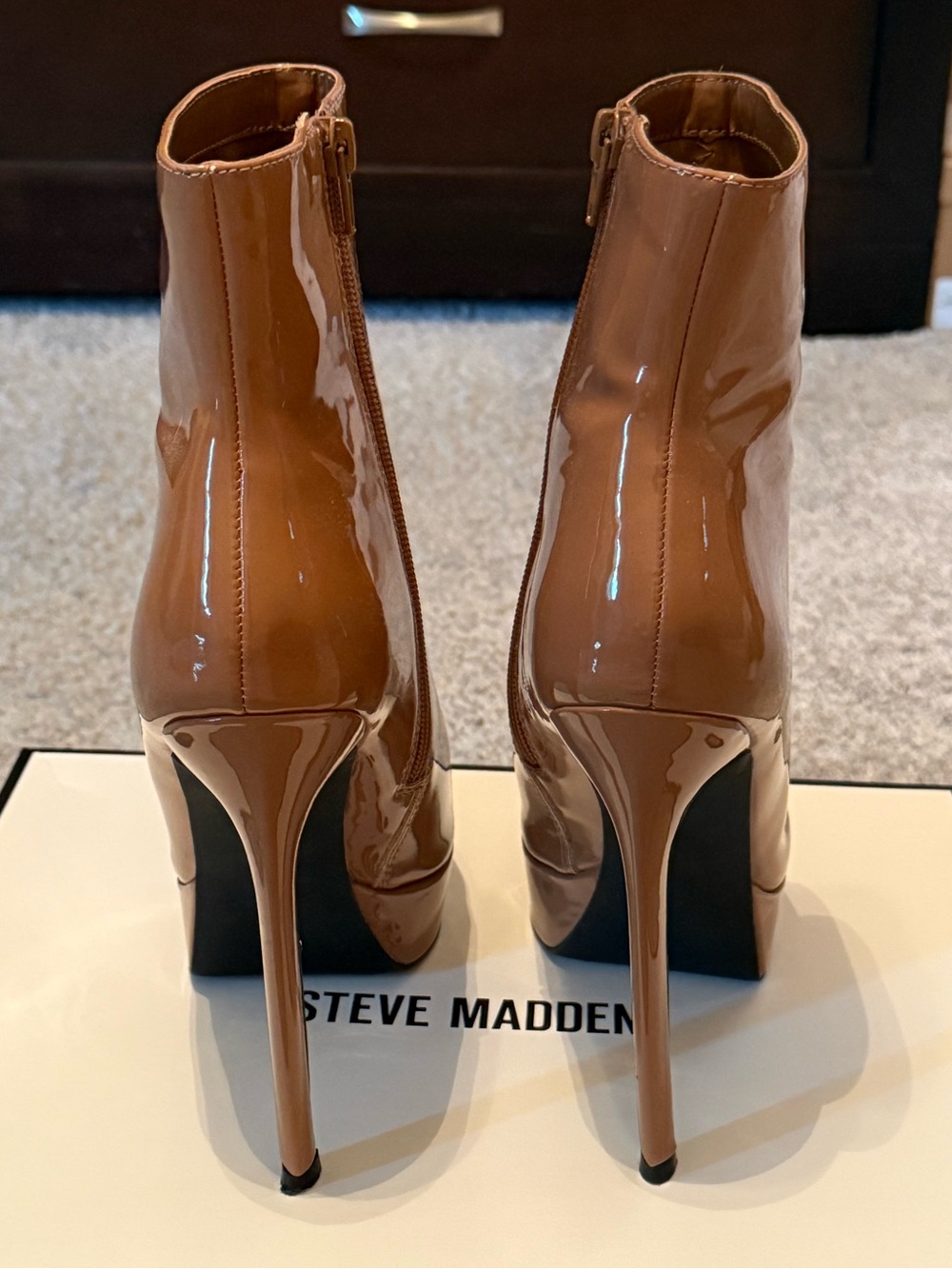 Madden Girl Women's Nude Patent Platform Ankle Boots - Picture 6 of 9